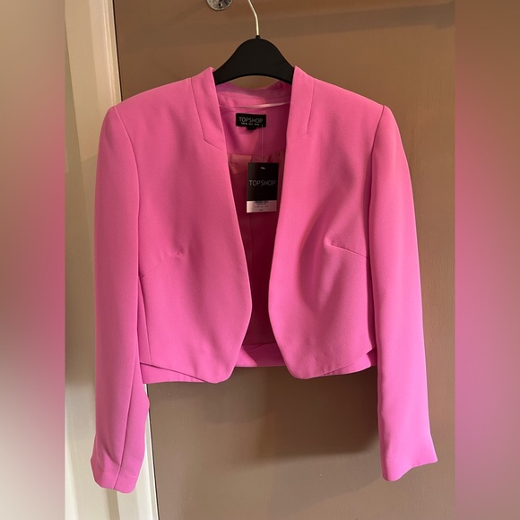 Topshop Jackets & Blazers - BNWT Topshop bright pink short blazer jacket. Size UK 10